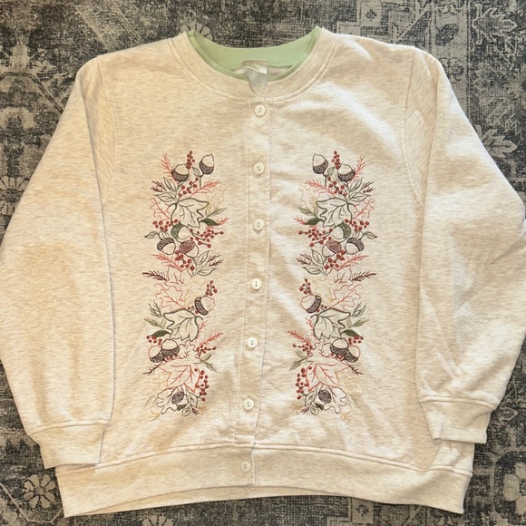 cc hughes Sweaters - Elegant vintage fall Embroidered Button-Up sweatshirt, material Cardigan